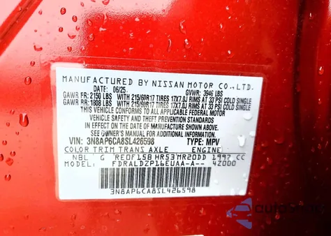 2025 Nissan Kicks Sv from USA, damaged, VIN 3N8AP6CA8SL426598